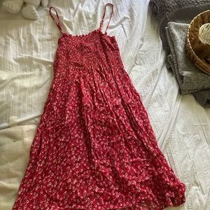 red floral mini sundress